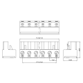 7.62mm ملعب ملعب PCB الكتلة الطرفية الذكور والموصل فتح الزاوية اليمنى